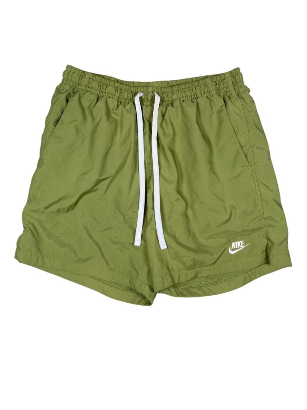 Nike Mens Green Swim Shorts W/ Drawstring Elastic Waist Large Polyester